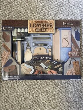 ArtSkills Leather Craft Kit 64-Piece Brown & Blue
